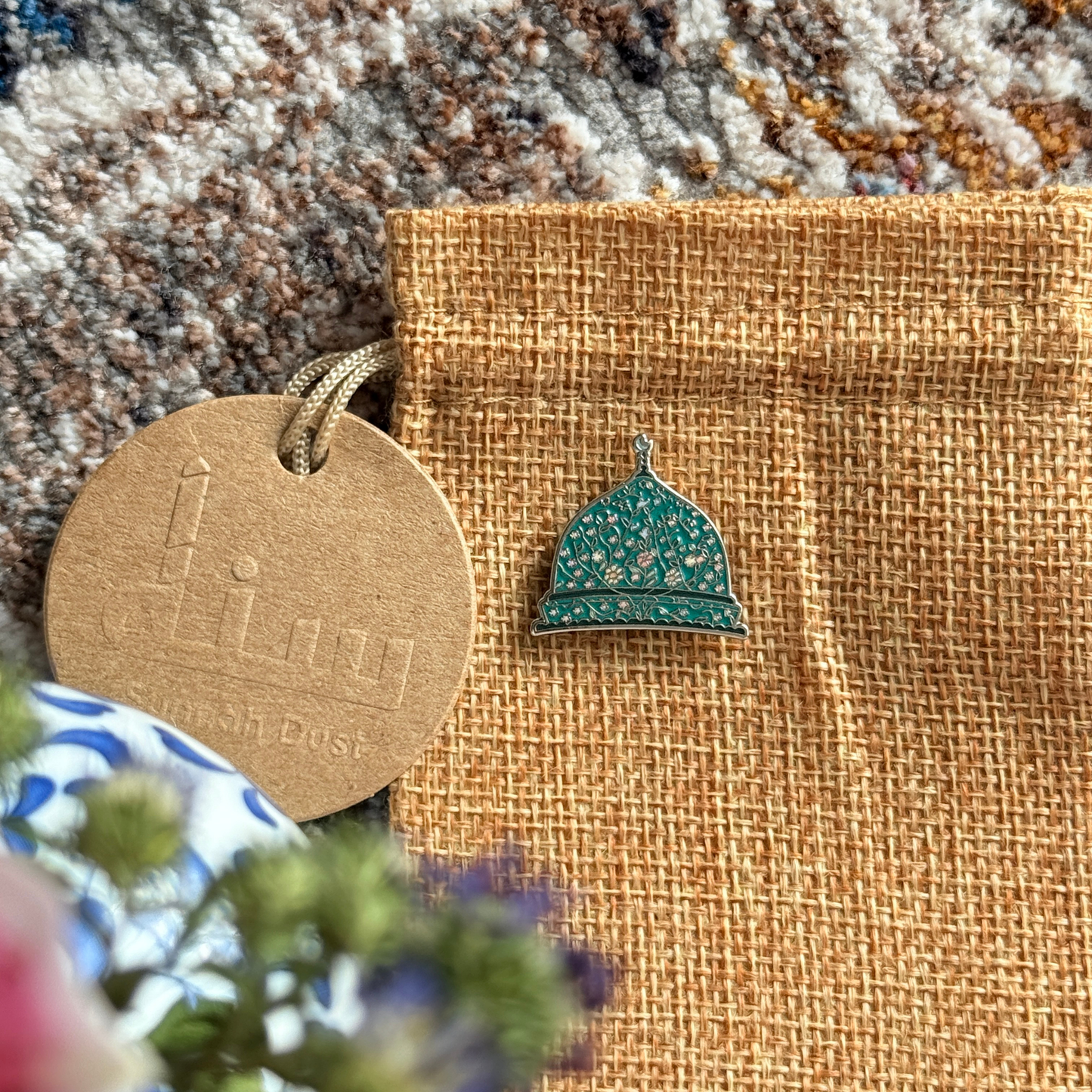 Floral Green Dome Magnetic Badge